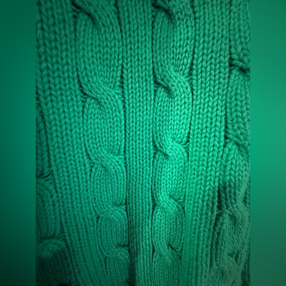 Polo Ralph Lauren Green V-Neck Cable Knit Sweater - Picture 5 of 6